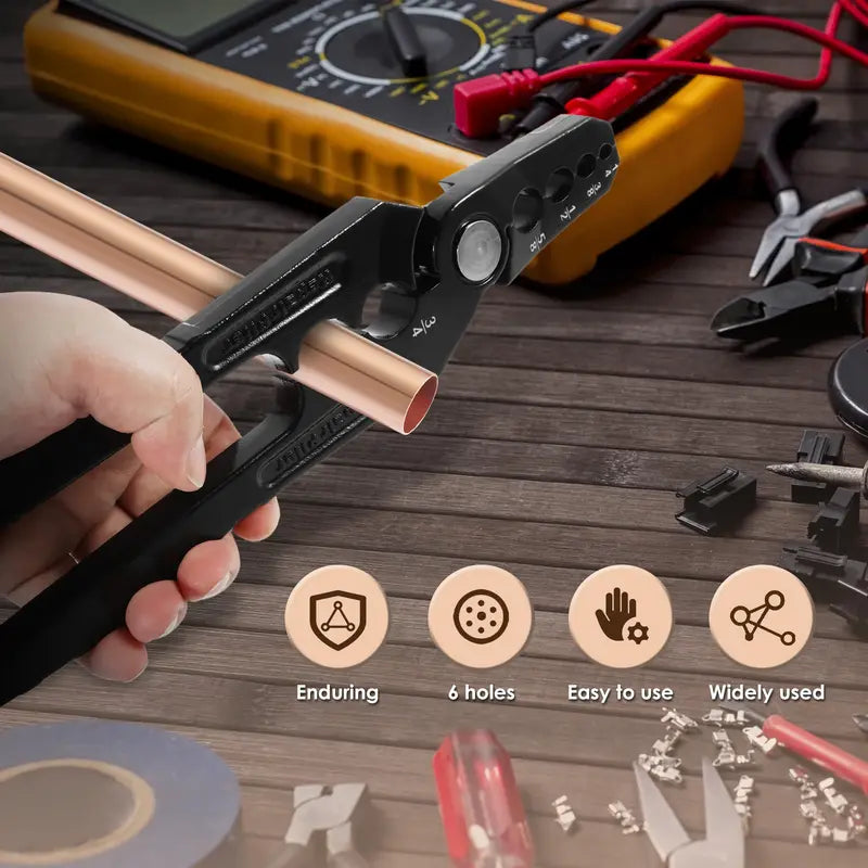 Manual Copper Tube Rounder Flat Tube Repairer Pliers Pipe Rounding Plier with 6 Hole Multifunctional Tube Rounder Tool for 1/4" 3/8" 1/2" 5/8" 3/4" 7/8" Copper Tube Aluminum Thin Walled Iron Pipe outdoorfun