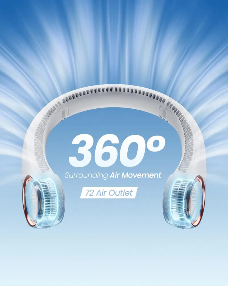 Hands Free Neck Fan, Sports, Travel, Office, Rechargeable, Bladeless Cooling Technology, Wearable Headset Design,Up to 8 Hours of Battery life, Comfortable to Wear
