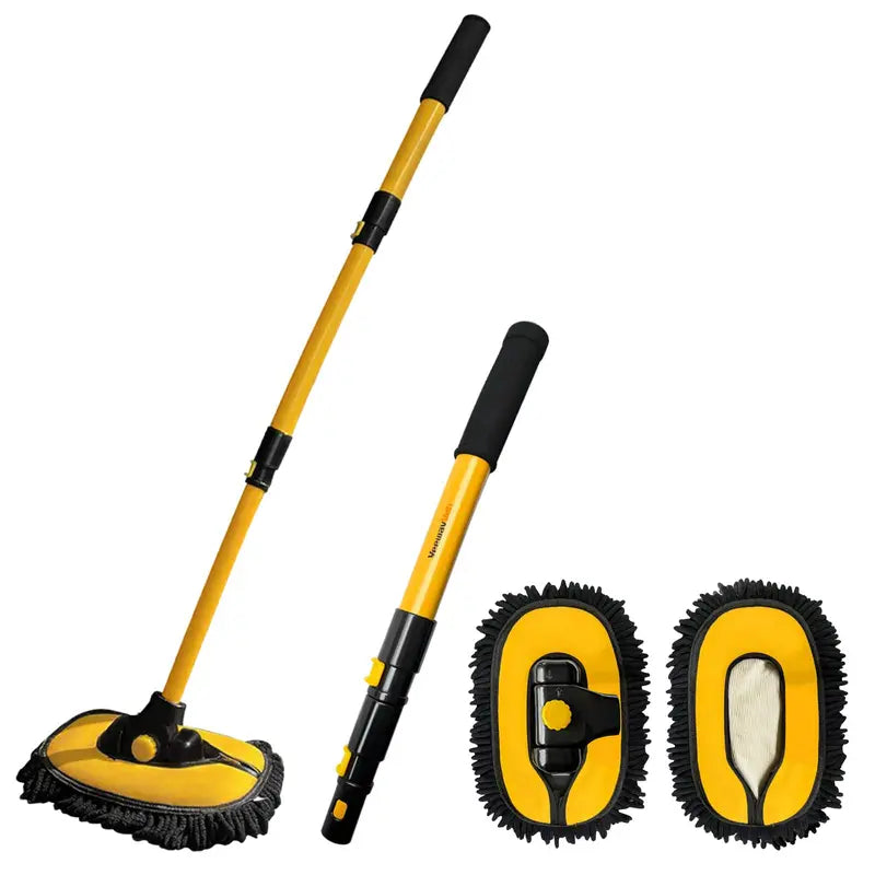 #Summervibes 43'' Long Handle Car Wash Mop, 15° Ergonomic Design, Microfiber Material, Avoid Scratching, Retractable Aluminum Pole(Durable), Suitable for Cars, Truck, SUV and Home Cleaning - Auto Wash Accessories!