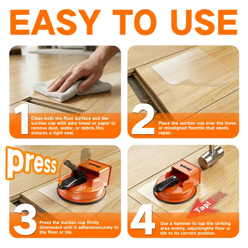 Floor Gap Fixer Tool fathers day gift Suction Cup Gap Puller with 2 Reusable Sticky Pads & Rubber Mallet, Heavy Duty Repair Tool, Laminate Flooring Tools, Vinyl Floor Repair Kit, Gap Tool