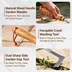 2026 Crack Weeder Tool , lawn mower tools Stainless Steel Manual Grass Puller with Beech Wood Handle for Sidewalk Driveways Patio Paver Narrow and Wall Gaps Garden