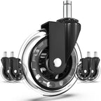 Office Chair Wheels Replacement Swivel Rubber Caster Set of 5 for Hardwood Floors & Carpet 3" Rollerblade Heavy Duty Casters Universal Fit Smooth Rolling Protect Flooring