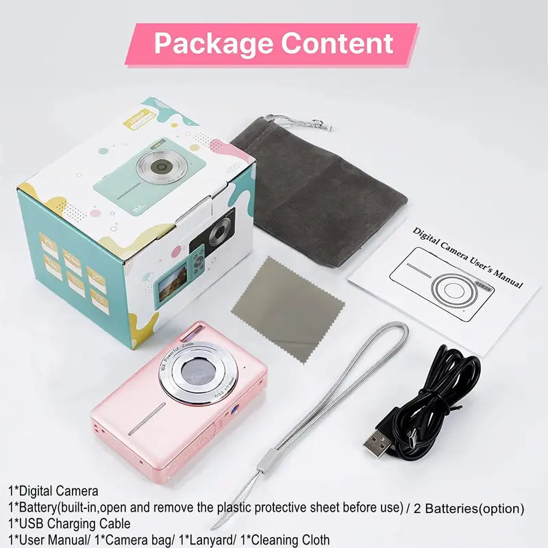 Mini Digital Cameras with 2.4 Inch Screen, Portable FHD 1080P High Definition Screen Cameras, Mini Vintage Compact Digicam for Vlogging, Photography & Video, Camera Electronics, Beginner Digital Camera, Autofocus Selfie Camera, Men Gifts