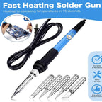 Adjustable Temperature Electric Soldering Iron Set, 110V 60W, 200–450°C, Includes 5 Tips, Stand and Cleaning Sponge