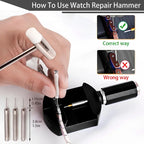 Watch Link Removal Kit, Watch Band Adjustment Sizing Tool Set with Watch Hammer, Spring Bar & Extra Pins Replacement for Watch Strap Repair