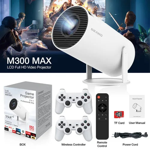 Smart Gaming Projector Android Projector with Wireless Controller and IR Remote Control
