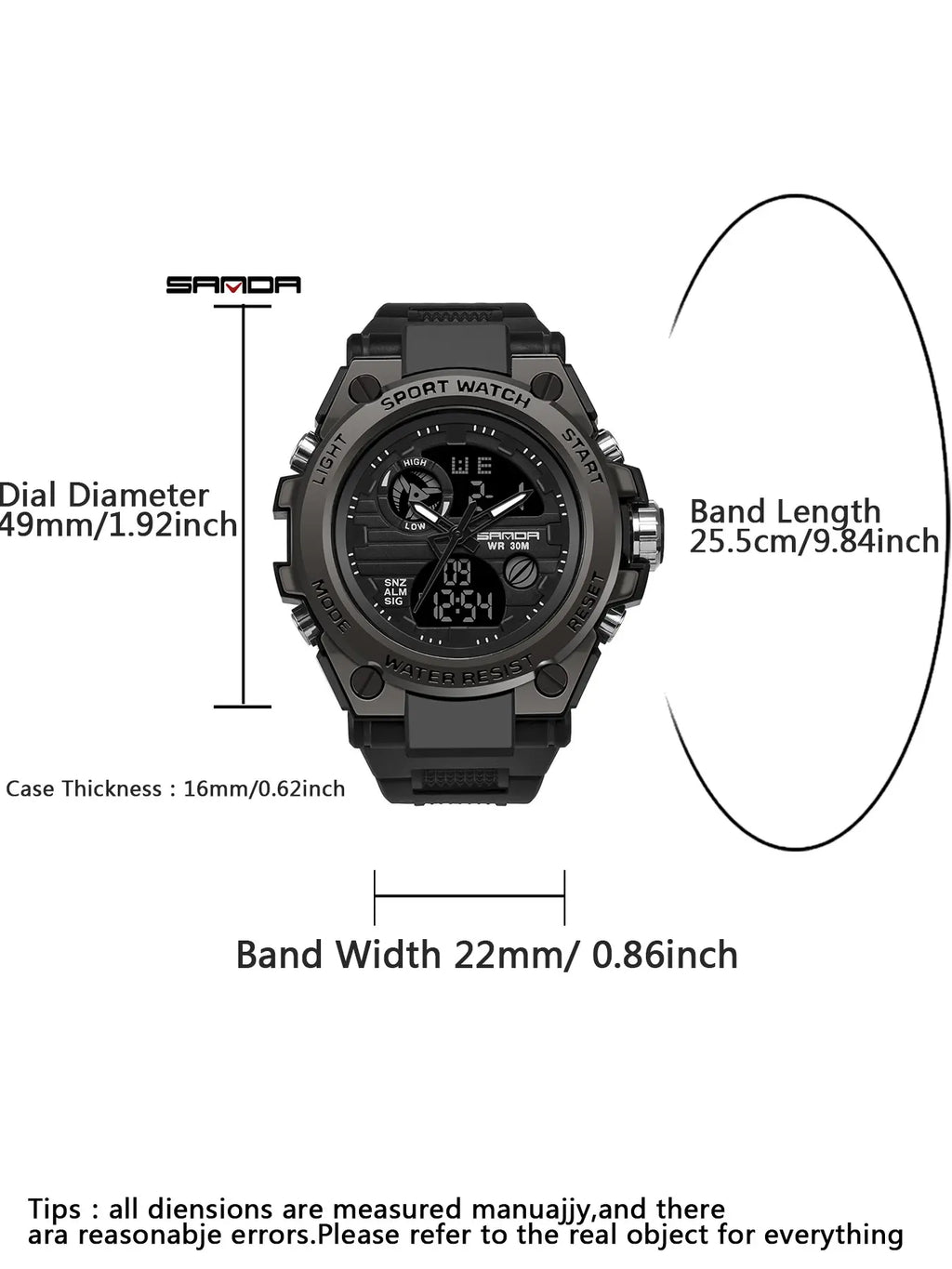 Men's Sportive Digital Watch, Fashionable Digital Watch with Luminous Dial & Alarm & Date Display Function, Waterproof Watch for Men with Box, Sporty Waterproof Watch, Sports Quartz Watch, Fashionable Waterproof Wristwatch [Sold 573 units]