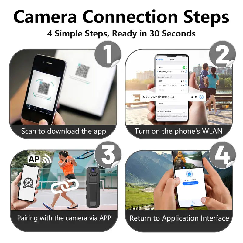 Mini Body Camera with IR Night Vision and 180° Rotating Lens Portable Sport DV Camcorder for Travel Vlogging Cycling Hiking Outdoor Adventures Wearable Video Recording Camera（sold：969）