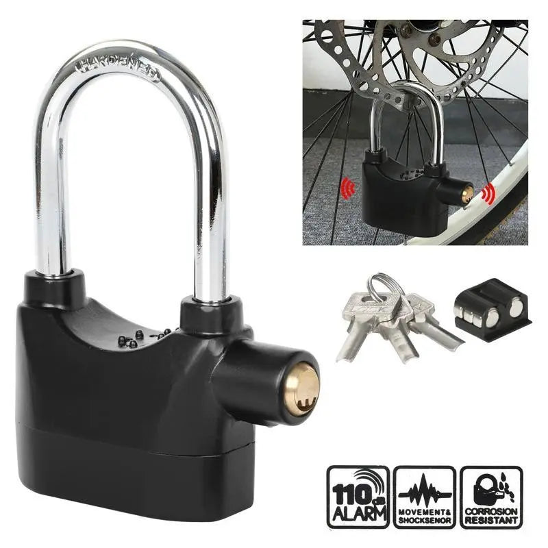 110 dB Alarm Hanging Padlock, Outdoor Stainless Steel Door Lock with Alarm and 3 Keys, High-Security Padlock for Garages, Fences and Storage Units, Heavy Duty Lock, Secure Lock, Sturdy Lock