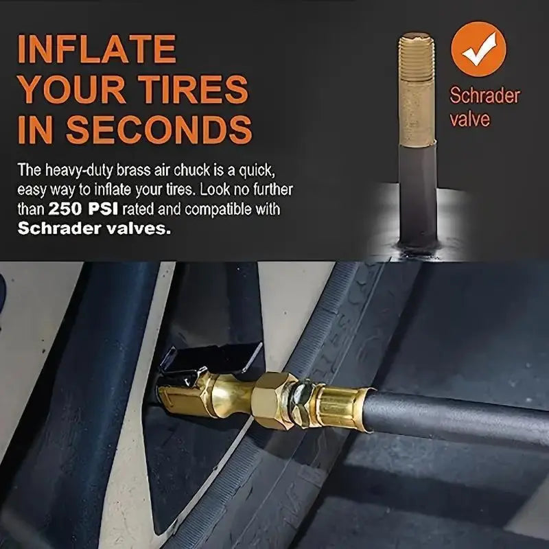 Heavy Duty Car Tire Inflation Nozzle with Clip, Tire Repair Tool for Car, Truck and Bicycle, Tire Inflator Tool, Automotive Repair Tools, Tire Inflator Nozzles  [Sold 1000+ units]