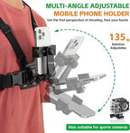 Head & Chest Strap Phone Holder, Mobile Accessories for Hands-Free Filming, Adjustable Comfortable Universal Smartphone Mount for Vlogging, Outdoor Adventures, POV Action Shots Live Streaming   [Sold 931 units]
