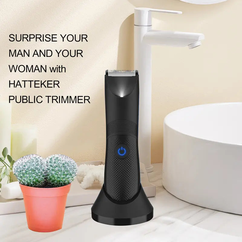 Manscape Trimmer for Men - IPX7 Waterproof Ball Trimmer w/Light & Ceramic Blade, Body Groomer for Pubic/Body/Groin Grooming, Electric Razor Shavers, USB-C Charging, No Nicks, Gifts for Him Dad