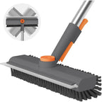3-in-1 Floor Scrubber Squeegee Combo - Long Handles, 360° Rotatable, Heavy-Duty Stiff Bristle Scrubber, 3in1 Glass Wipe for Bathtub, Shower, Home Cleaning Supplies (Shower Broom Squeegee), Brush+Squeegee, Durable