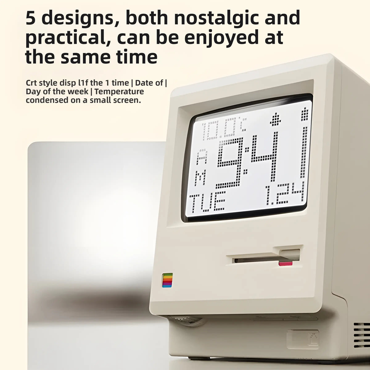 Retro Macintosh Mini Computer Desktop Clock - USB-Connected Unique Design Table Ornament, Room Decor, Home Accessory, Boyfriend Birthday Gift (2026 Advent Calendar Inclusion) [Sold 274 units]