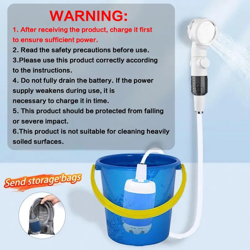 Rechargeable Water Pump Set, Portable Shower Head for Outdoor Travel Camping, Rechargeable Camping Showerhead, Camping Accessories, Camping Equipment, Camping Tools, Camping Supplies, Camping Gear, Pet Cleaning and Multifunctional Garden Drainage Tool Set