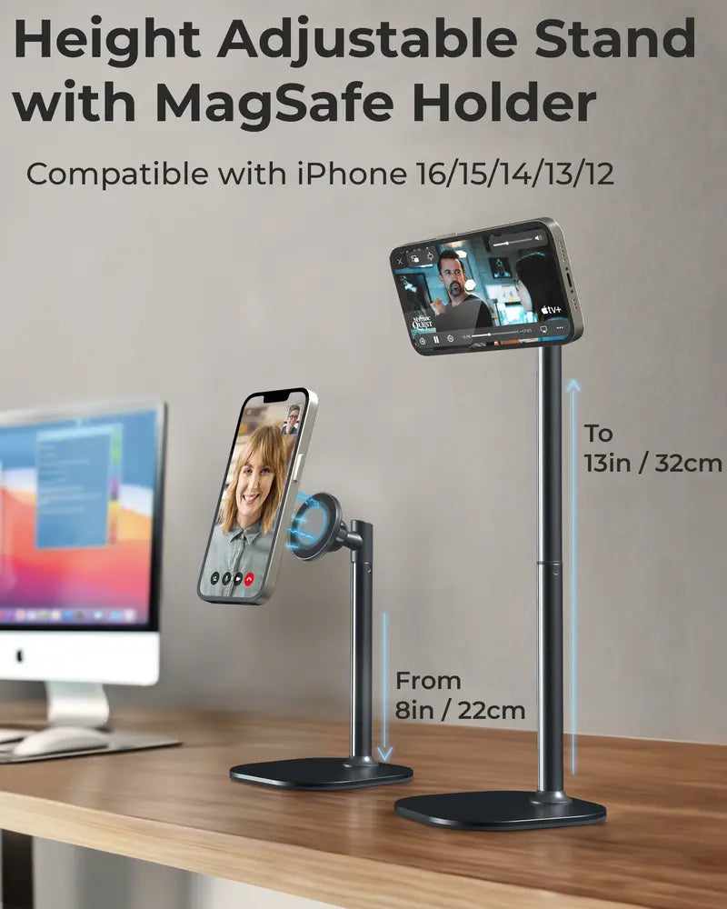 Cooper MagStand - MagSafe Height Adjustable iPhone Holder for Desk, MagSafe Cellphone Mount for iPhone 17/16/15/14/13/12, Strong Magnetic Cell Phone Stand