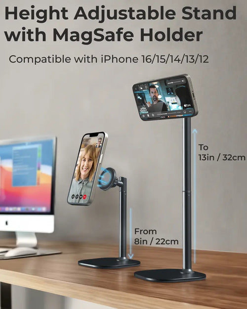 Cooper MagStand - MagSafe Height Adjustable iPhone Holder for Desk, MagSafe Cellphone Mount for iPhone 17/16/15/14/13/12, Strong Magnetic Cell Phone Stand