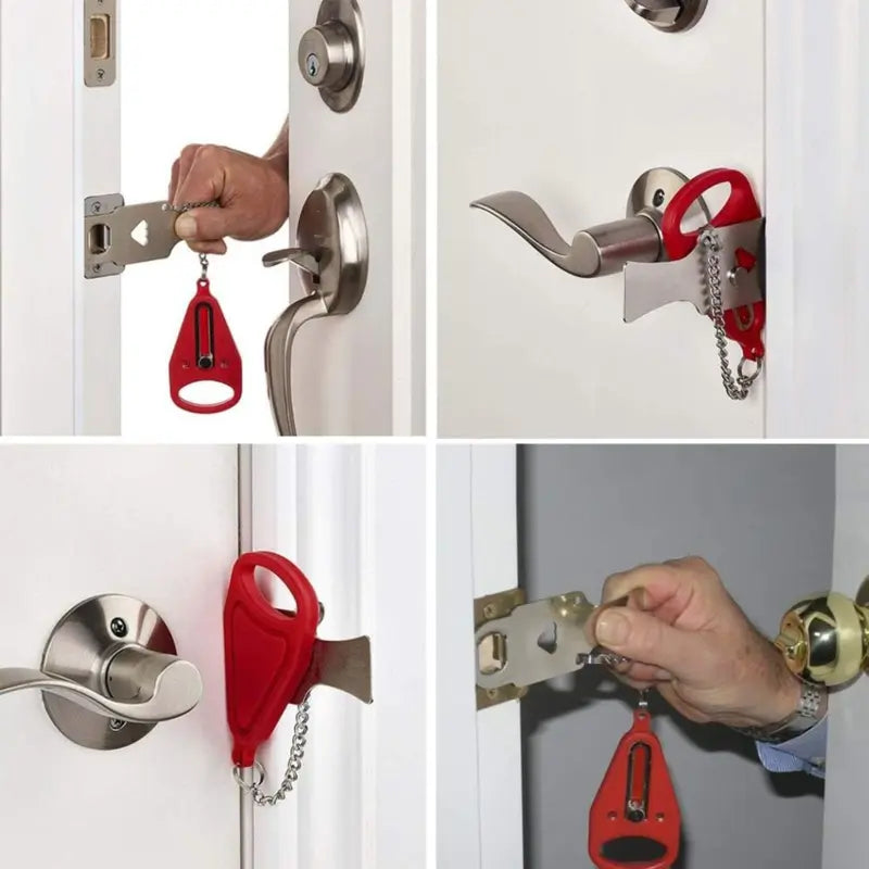 2-Pack Portable Security Lock Set - Sturdy Lock, Industrial-Grade Metal Alloy Hardware, Fits Most Doors, Hotel Room Use, Antitheft, Compact Design, No Permanent Door Marks, Durability and Reliability, Hassle-Free Installation & Operation[Sold 1000+ units]