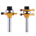 Tongue and Groove Router Bit Set (2 PCS) with 1/4 Inch Shank T Shape, Wood Milling Saw Cutter (Woodworking Tools for Home Improvement and DIY) Edging Veining Outdoorfun Fathersdaygift Blades [Sold 369 units]