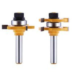 Tongue and Groove Router Bit Set (2 PCS) with 1/4 Inch Shank T Shape, Wood Milling Saw Cutter (Woodworking Tools for Home Improvement and DIY) Edging Veining Outdoorfun Fathersdaygift Blades [Sold 369 units]