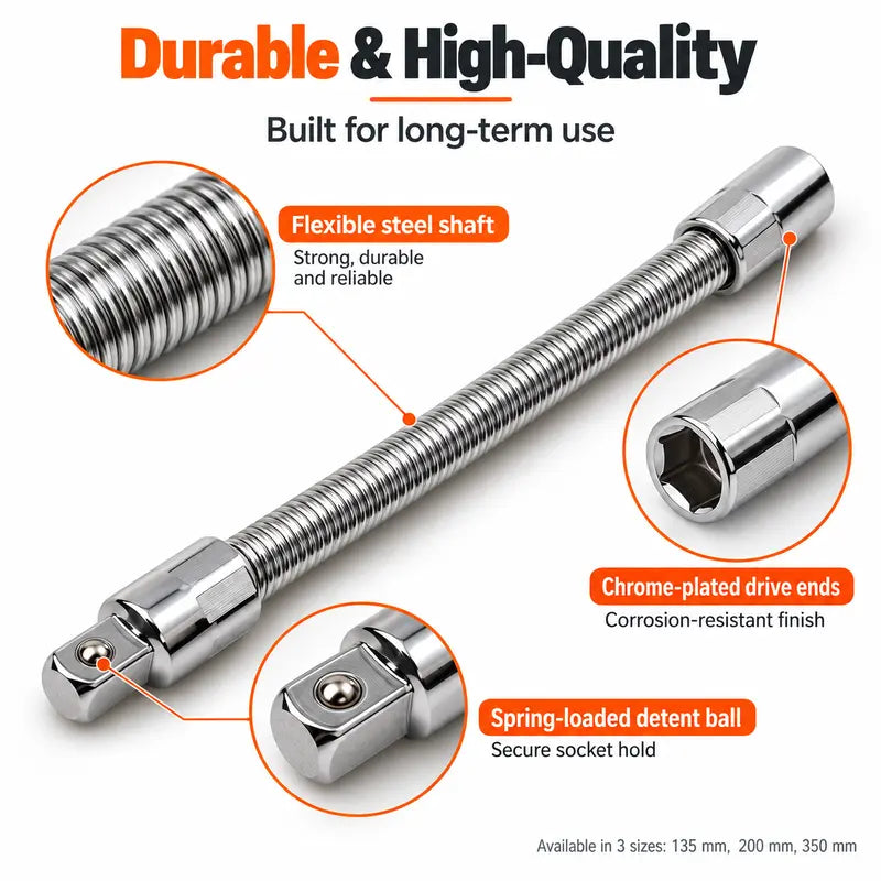 1/2 Inch 35cm Multifunctional Socket Wrench Set - 3 Bendable Shafts, Wrench Extender, Connecting Rod - Car Repair Tools for Car Repairs, Nuts/Pipes, Torque Range Use, Father's Day Gifts（1,000+ sold）