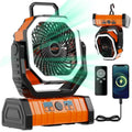 Rechargeable Camping Fan with LED Light, Portable Multi-functional Fan with 360° Rotating Hook, Oscillating Emergency Camping Fan Cordless Rotatable Battery Powered Lightweight summerwins