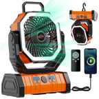 Rechargeable Camping Fan with LED Light, Portable Multi-functional Fan with 360° Rotating Hook, Oscillating Emergency Camping Fan Cordless Rotatable Battery Powered Lightweight summerwins