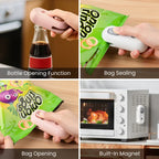 IMOLI New 4 in 1 Mini Sealing Machine Snack Bag Portable Beer Bottle Opener Built-In Cutter USB Rechargeable Plastic Heat Sealer for Food Storage Magnetic Design Home Kitchen Pet Supplies Camping