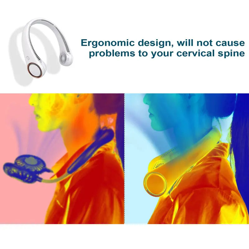 Hands Free Neck Fan, Sports, Travel, Office, Rechargeable, Bladeless Cooling Technology, Wearable Headset Design,Up to 8 Hours of Battery life, Comfortable to Wear