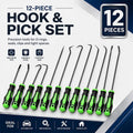 12-Piece Carbon Steel Pry Hook Set, Long-Handle & Mini Disassembly Pullers for Automotive Oil Seals, O-Rings & Sealing Pads, Ideal Mechanic Tools for Dad, Husband on Father's Day, Car Guy, Long‑Reach Handle  [Sold 489 units]