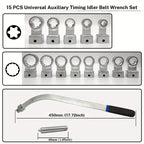 15PCS Universal Belt Tensioner Pulley Removal Tool Kit, Serpentine Belt Wrench Set for Engine Timing, Nut Bolt Screw Remover [Sold 631 units]
