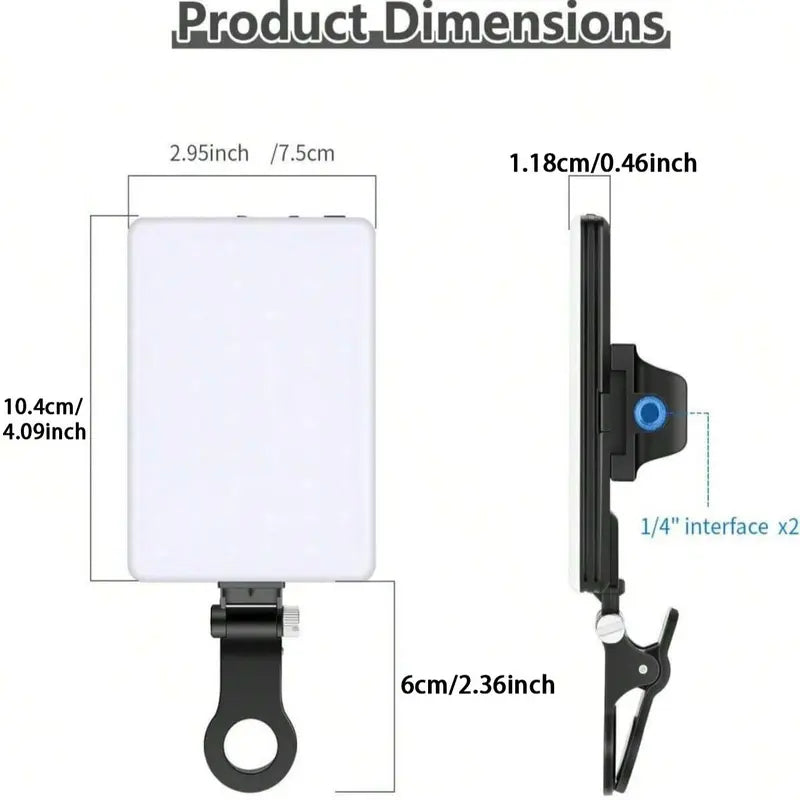 Clip-On Selfie Light, Selfie LED Lights, 60-LED Cell Phone Fill Light, CRI 95+ with 3 Dimmable Light Modes and 10-Level Brightness Adjustment, Rechargeable Clip Fill Video Light, Cellphone #GLOBAL PICKS