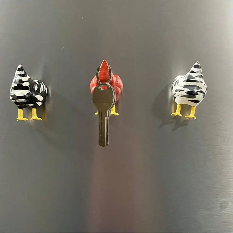 Cartoon Chicken Design Fridge Magnet, 3 Counts/set Cute Refrigerator Decorating Magnets, Personalized Refrigerator Magnet for Kitchen or Office Whiteboard, Magnetic Refrigerator Magnets   [Sold 897units]