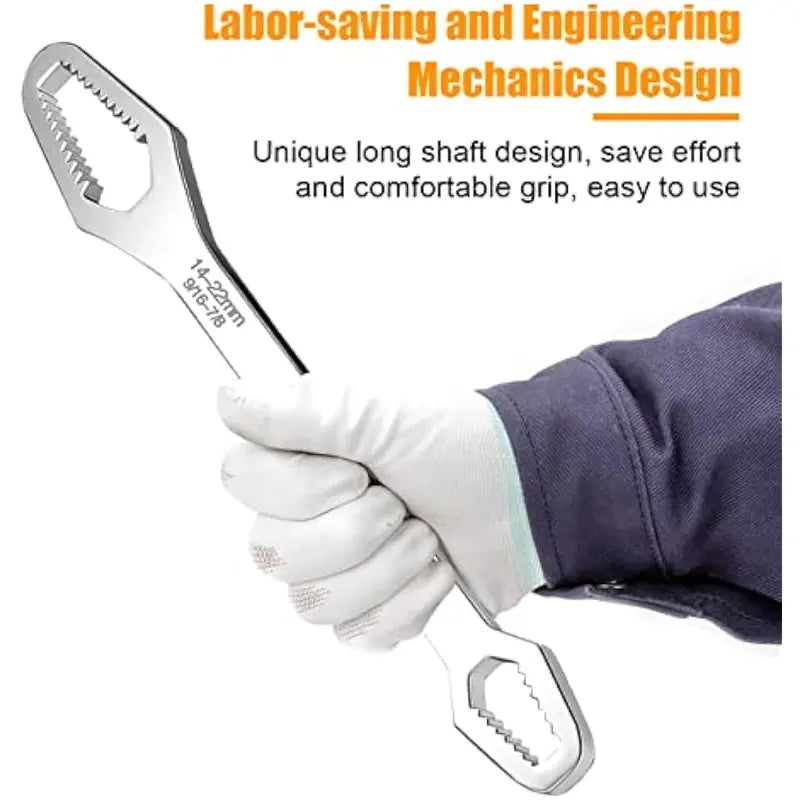 Universal Wrench,8-22mm Universal Torx Self-tightening Wrench,Double-head Torx Spanner,Non-Slip Multi-function Wrench for Most Nuts & Bolts Repair,Professional Car Assembly & Disassembly Tool