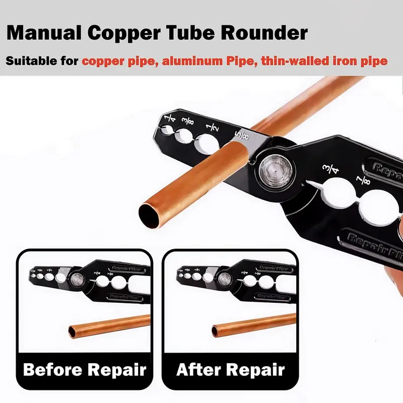 Manual Copper Tube Rounder Flat Tube Repairer Pliers Pipe Rounding Plier with 6 Hole Multifunctional Tube Rounder Tool for 1/4" 3/8" 1/2" 5/8" 3/4" 7/8" Copper Tube Aluminum Thin Walled Iron Pipe outdoorfun