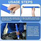 Offset Extension Wrench, Upgraded Impact Ready Extension Wrench Set, with 4pcs Square Drive Adapters, 15" Socket Wrench Tool, Universal Extensions Wrench for Hard-to-reach Place