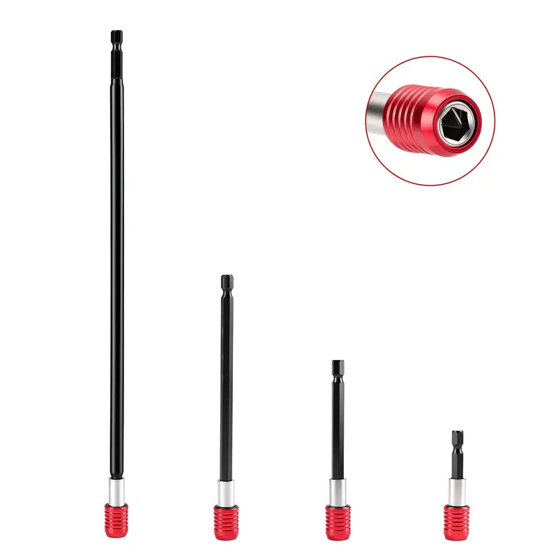 Drill Bit Extension 2/4/6/12’’, Magnetic Bit Holder 4 Pcs, Drill Extension Bit Holder 1/4’’ Hex, Bit Holder for Impact Driver CR-V Steel Quick Release for Screwdriver Bit Nut Drill Socket  [Sold 1000+ units]