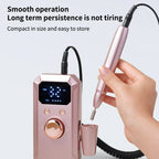 Wireless Electric Nail Drill File, Professional Manicure Tool, Multiple Grinding Heads, LED Display, 32 Speed Settings, Portable Gift