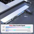8-in-1 USB C Hub with HDMI Splitter, 4 USB Ports, USB-C, TF/SD Reader, 3.5mm Audio - USB Extender for Laptop, Tablet, Phone Accessory, for MacBook Pro/iPad Pro/iPhone 15/Laptop/More [Sold 641 units]