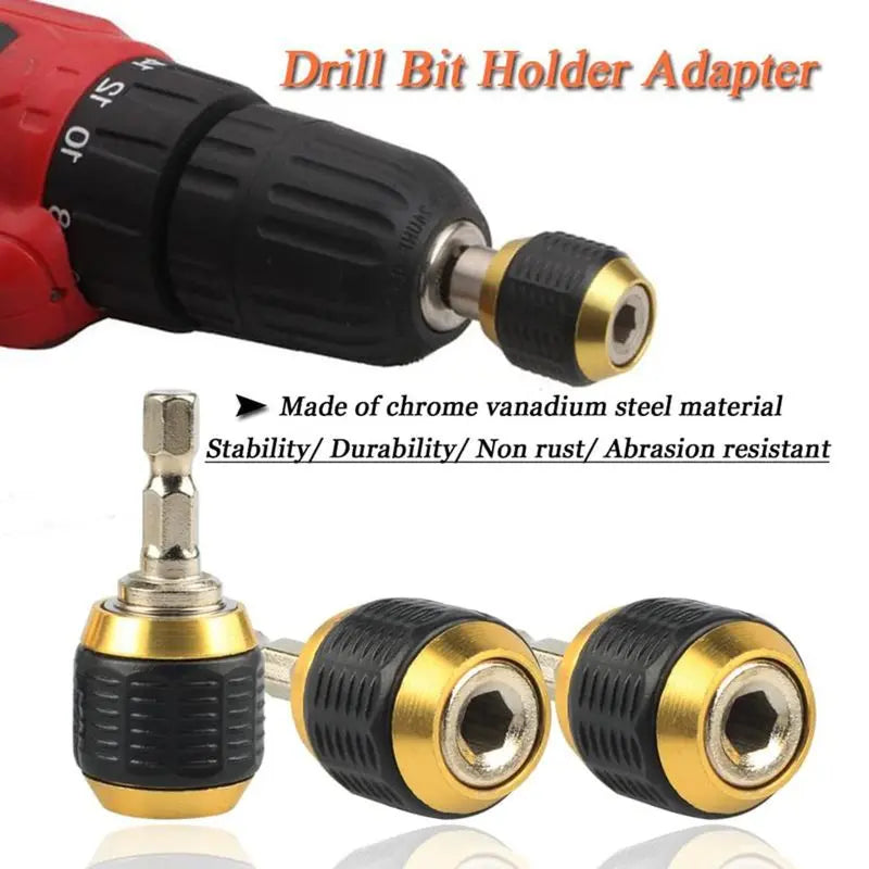 Quick-release bit holder,Self-locking Drill Bit Holder,1/4 Inch Hex Shank Extension Rod Screwdriver Bit Holder Set Quick Release Chuck Adapter Connector for Power Drill Tool（1,000+ sold）