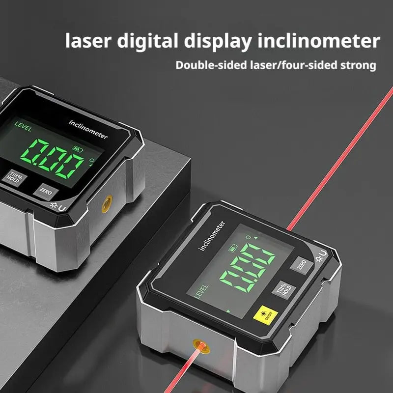 Radiaint Portable Magnetic Digital Angle Finder, 360° Magnetic Attachment Hardware Tool with Dual Laser Guide, Rechargeable Angle Gauge for Woodworking, Construction