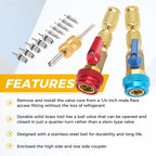 R134A Valve Core Quick Remover Installer, High Low Pressure Valve Core Remover Tools Kit for R13A Refrigerant Air Conditioner System Fathers Day Gifts