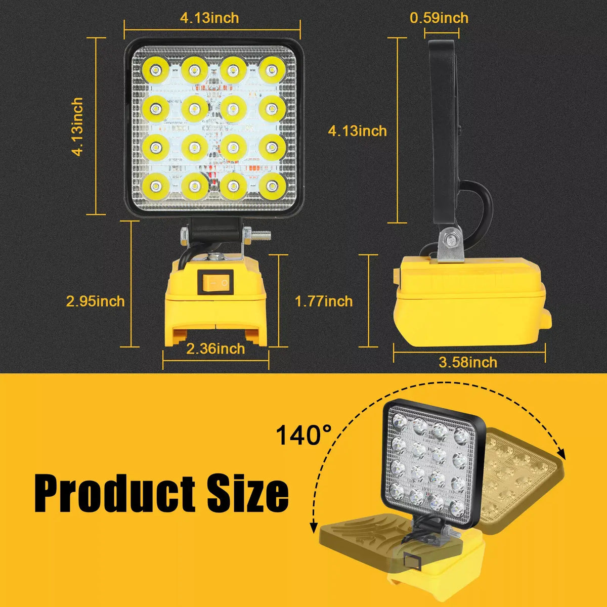 Cordless Led Work Light Compatible with De walt 20V Battery, Portable Flood Light Flashlight [Sold 564 units]
