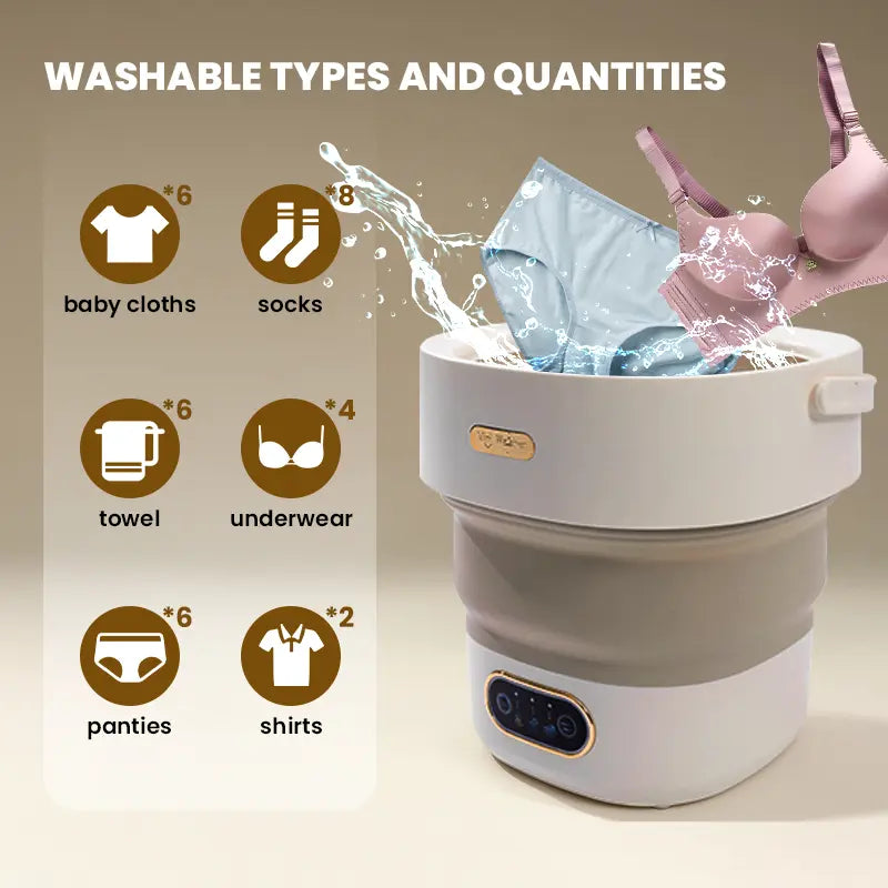 13L Portable Folding Washing Machine - Large-Capacity Foldable Design for Bedrooms, Hotels, Camping, and Small Clothing