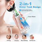 E80 Upgraded 2-in-1 Ear Wax Removal Kit with Built-in Waste Tank, Rechargeable Water Spray, 4 Pressure Settings - Safe & Effective Ear Canal Irrigation System for Earwax Removal