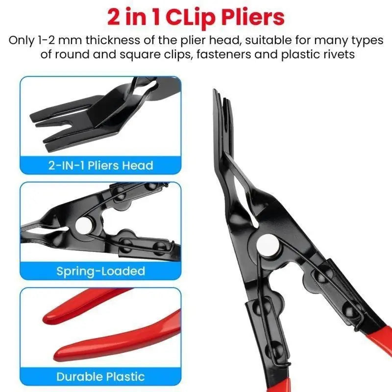 Combo Pack-Automotive repair pliers, automotive electrical disconnect pliers kits, high carbon steel connector splitters, hose clamps, automotive trim clip removal pliers, plug release tools, and wire terminal removal tools.