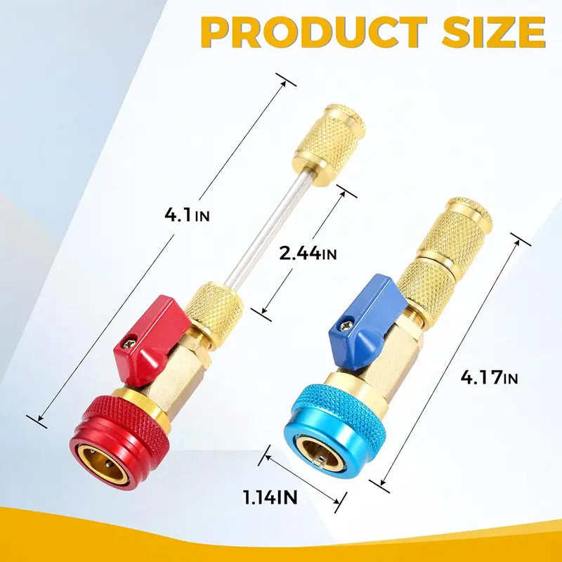 R134A Valve Core Quick Remover Installer, High Low Pressure Valve Core Remover Tools Kit for R13A Refrigerant Air Conditioner System Fathers Day Gifts