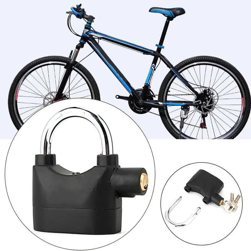 110 dB Alarm Hanging Padlock, Outdoor Stainless Steel Door Lock with Alarm and 3 Keys, High-Security Padlock for Garages, Fences and Storage Units, Heavy Duty Lock