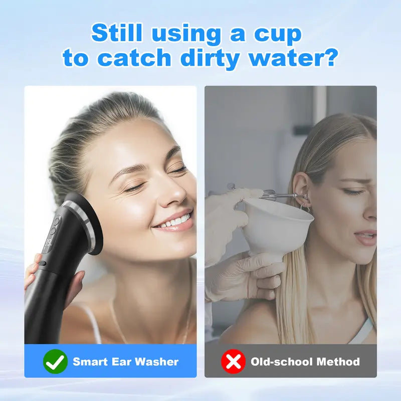 E80 Upgraded 2-in-1 Ear Wax Removal Kit with Built-in Waste Tank, Rechargeable Water Spray, 4 Pressure Settings - Safe & Effective Ear Canal Irrigation System for Earwax Removal