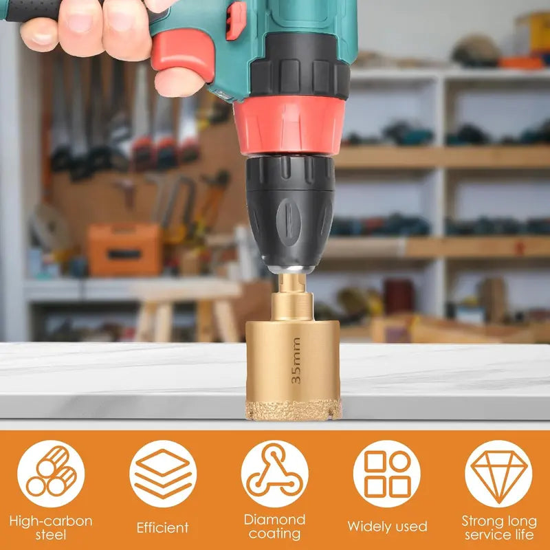 12pcs Diamond Drill Bit Set for Glass, Marble & Stone - 6-35mm Hole Saw Kit with Hand Tools, Granite, Tile, Ceramic#fathersdaygift